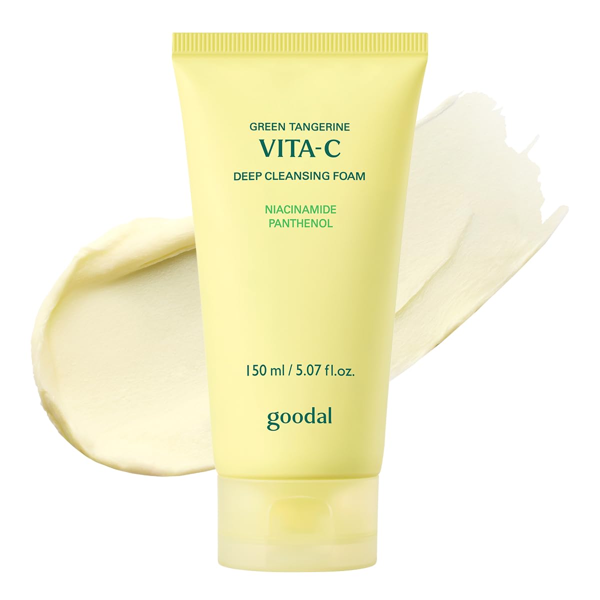 GOODAL Green Tangerine Cleansing Foam bottle front, premium packaging for sensitive skin care.