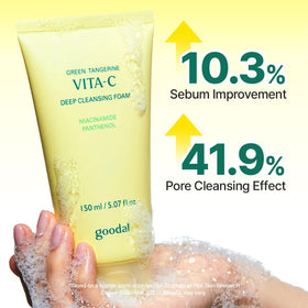 GOODAL Green Tangerine Cleansing Foam ingredients, featuring green tangerine extract and vitamin C.