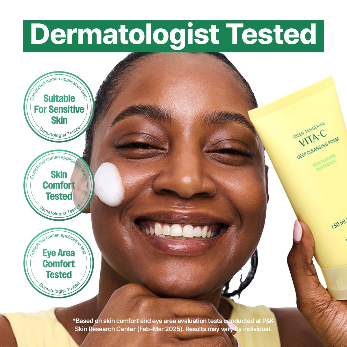 GOODAL Green Tangerine Cleansing Foam packaging, highlights size and sustainable design.