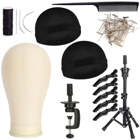 GOODColla canvas head with wig stand for precise wig making and styling