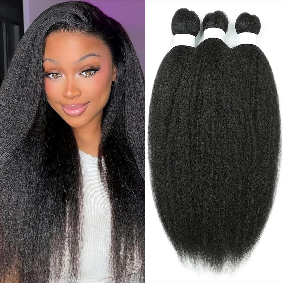 Goodear kinky-straight bundles 26inch natural texture for a seamless crochet install.