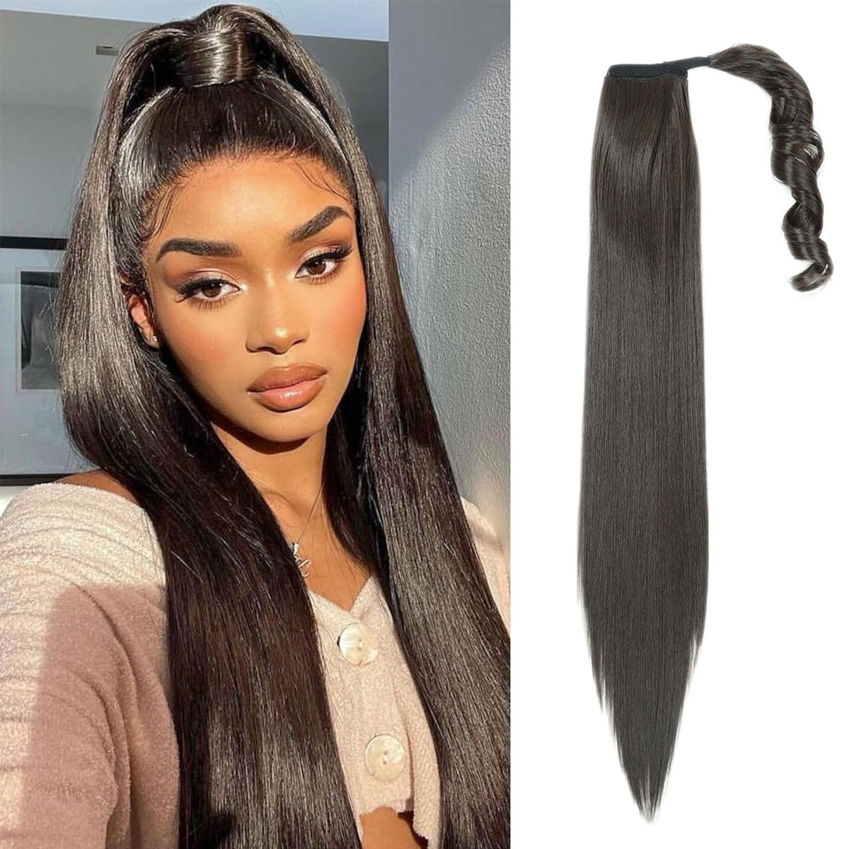 Goodear straight ponytail extension 26-inch delivers a seamless, natural everyday look.