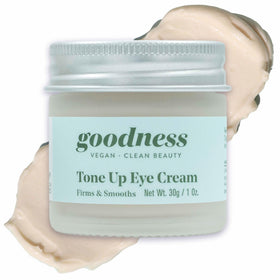 GOODNESS VEGAN Eye Cream application tour for smooth depuffing and brightness.