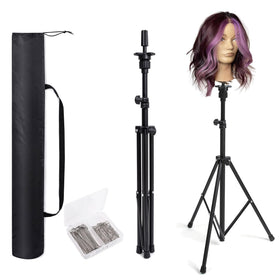 Goodofferplace tall wig stand with extended height for versatile styling.