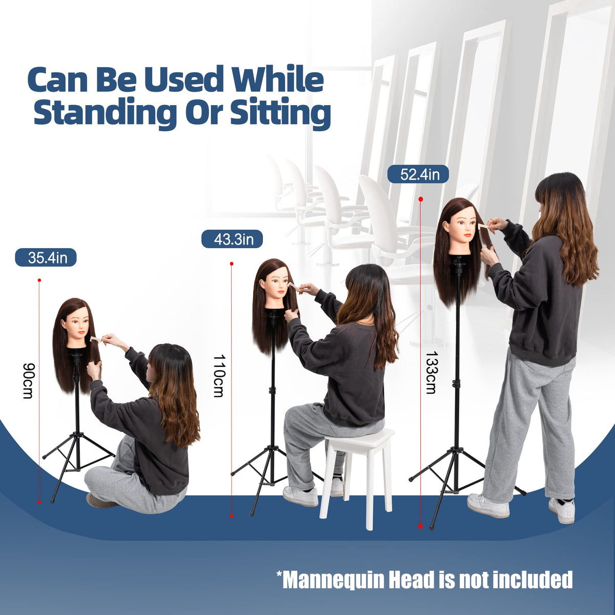 Goodofferplace wig stand shows secure height adjustment locking.