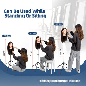 Goodofferplace wig stand shows secure height adjustment locking.