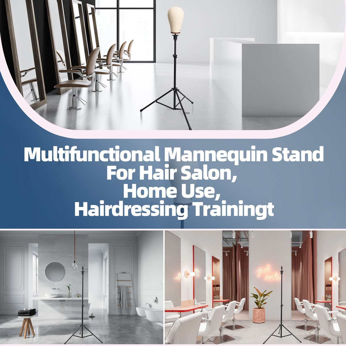 Goodofferplace portable wig stand ideal for class, travel, or home use.