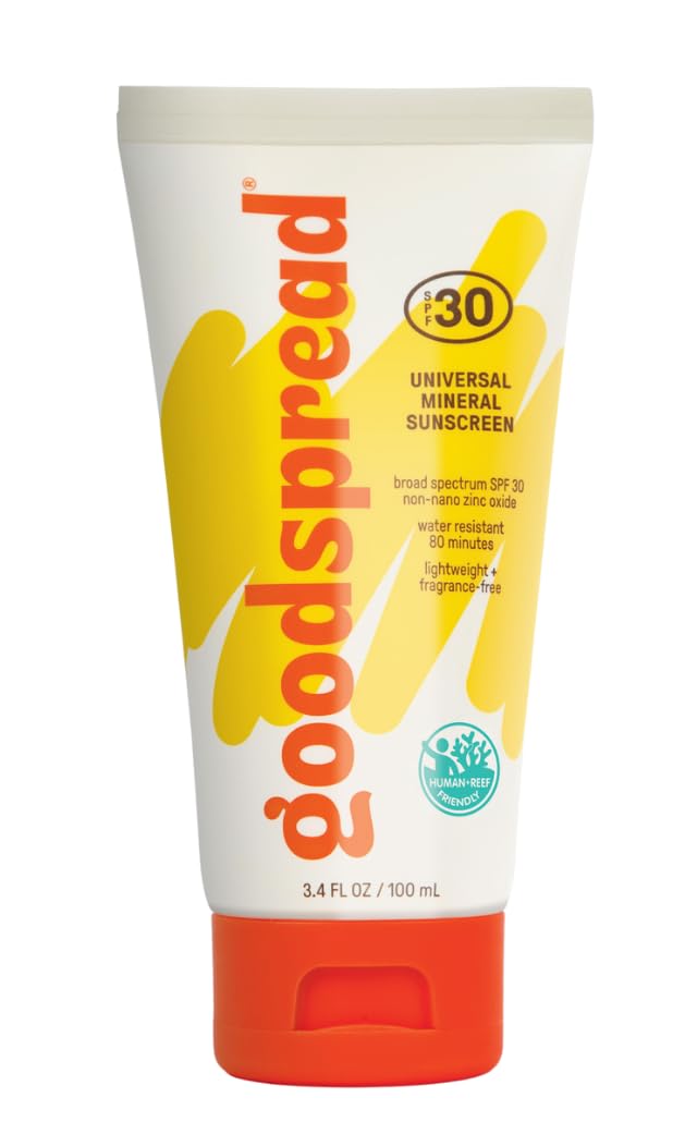 Goodspread Mineral Sunscreen SPF 30 with clear rub-in finish for daily use.