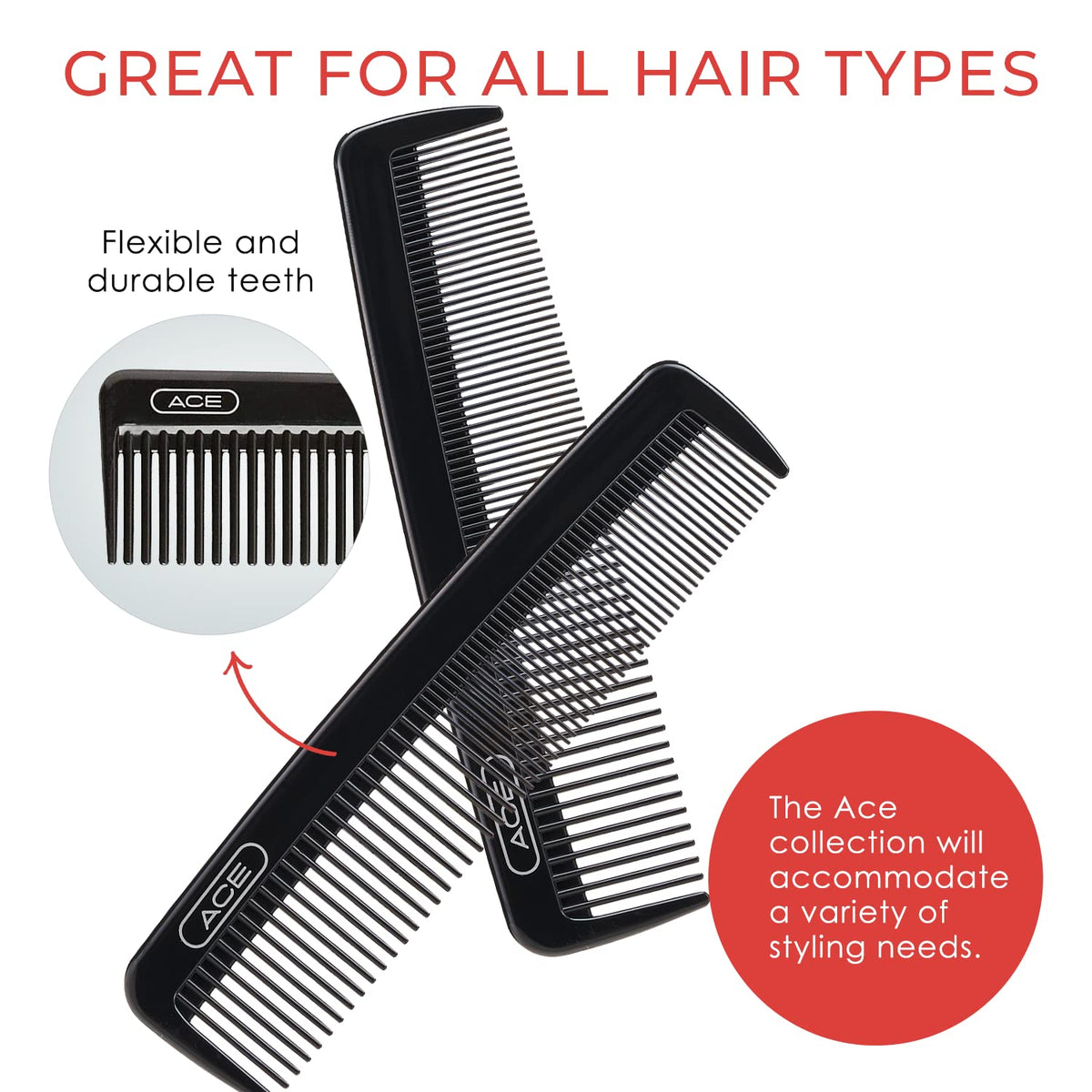 GOODY Ace pocket hair comb compact 6-pack ideal for travel touch-ups.