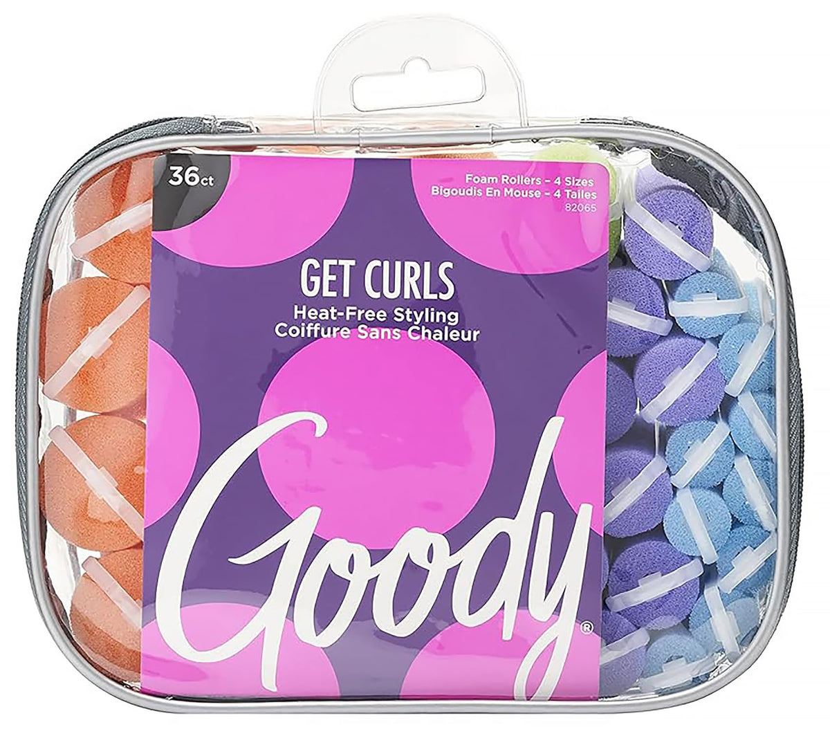 Goody Go Curl foam hair rollers in a 36-count pack for gentle overnight styling