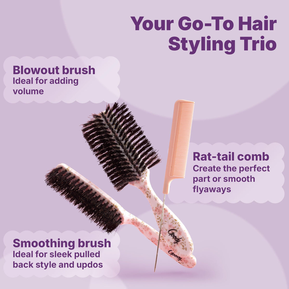Goody rat-tail comb for precise parting and finishing touches