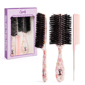 Goody smoothing boar-bristle brush with floral pattern for natural shine