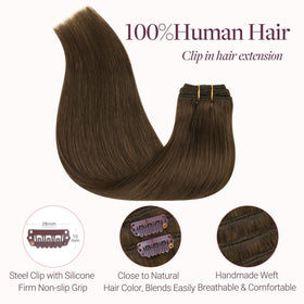 GOO GOO real human hair clip-ins ready to style for versatile looks.