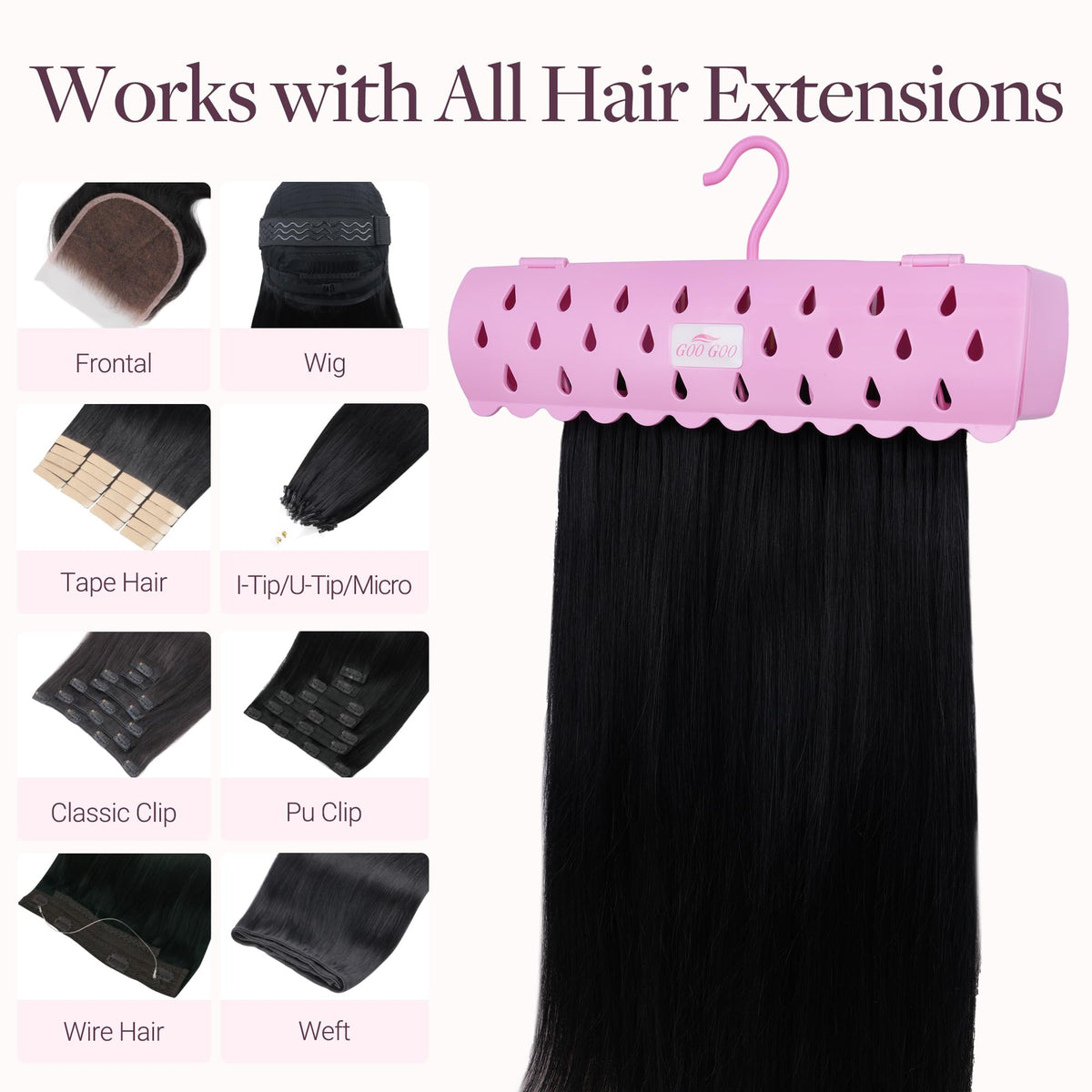 GOOGOO store display usage helps salons organize extensions neatly