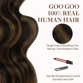 GOO GOO extensions withstand heat styling up to 250°F for versatile looks.