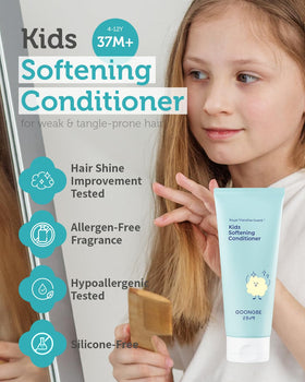 GOONGBE Kids conditioner pump-top close-up for easy parental application.