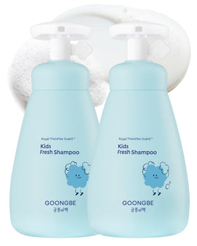 GOONGBE Kids' Fresh Shampoo bottle showing gentle cleansing for delicate scalps