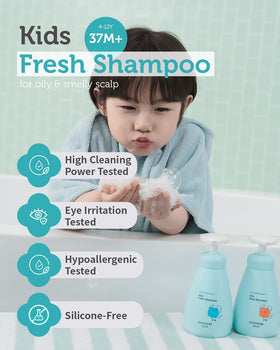 GOONGBE Kids' Fresh Shampoo foam swirls lifting dirt softly