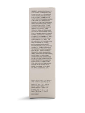 Close-up of frankincense and sandalwood fragrance notes in Goop shampoo