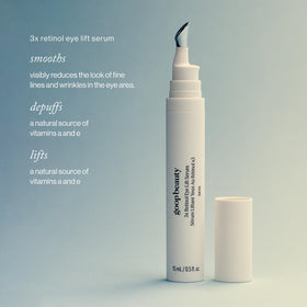 goop Beauty 3x Retinol Eye Lift Serum cream swatch for smooth, moisturized under-eye skin.