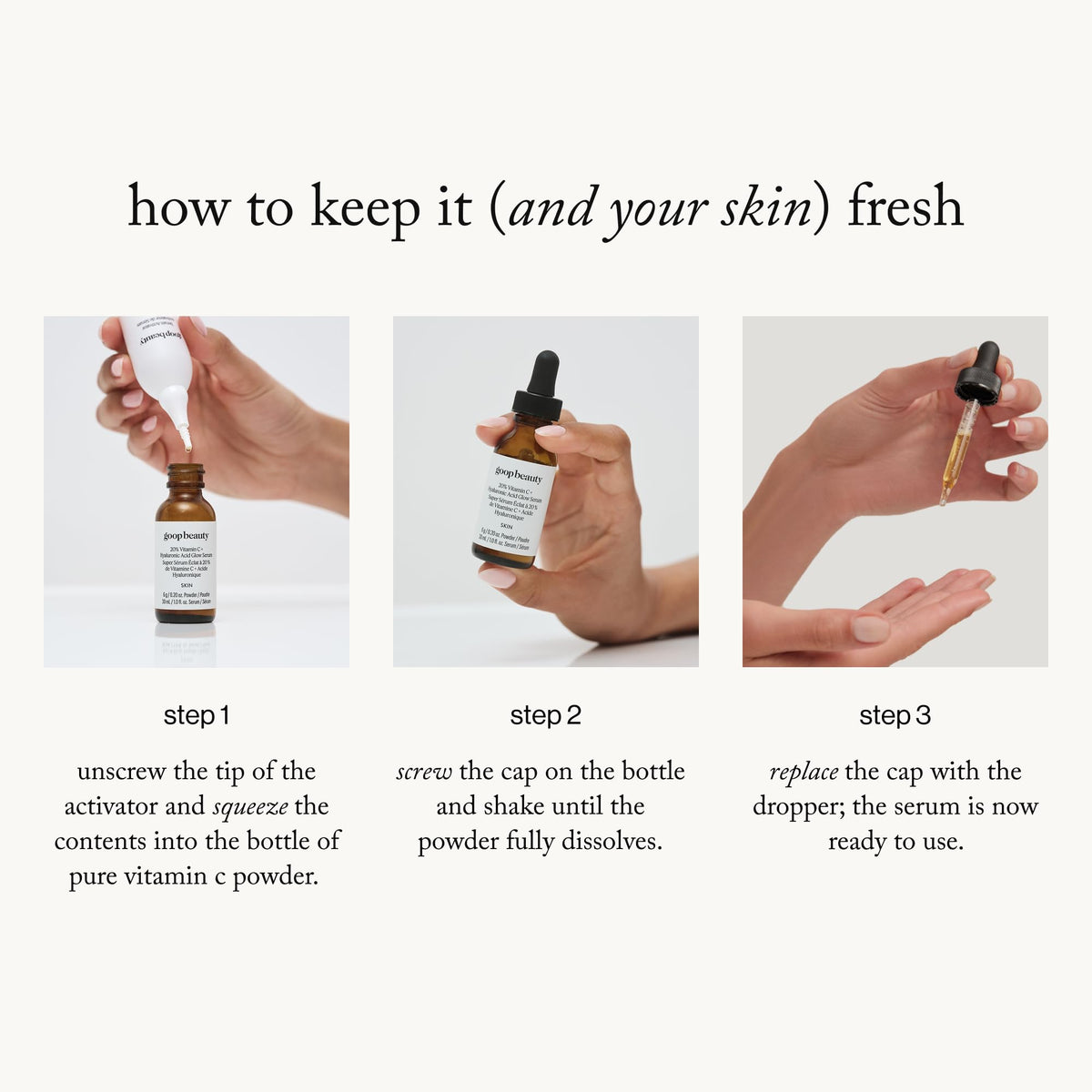 Goop Beauty glow visualization illustrating radiant skin texture after use.