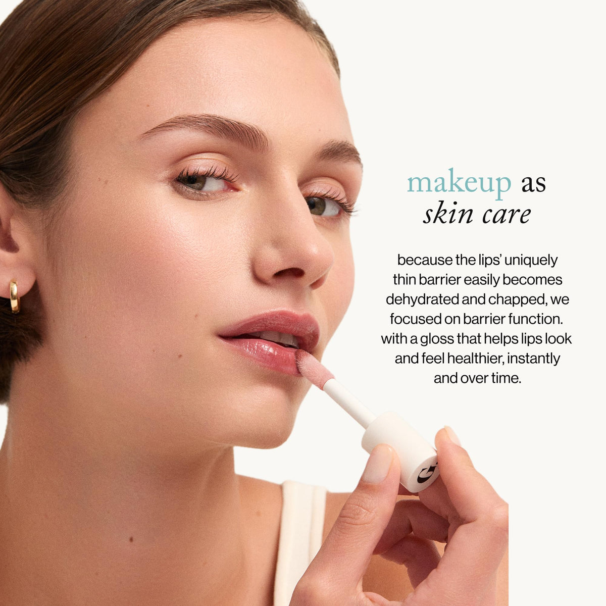 Goop Beauty Hydra-Barrier Gel Gloss application on lips demonstrates smooth, even shine