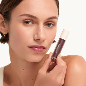 Goop Beauty Hydra-Barrier Gel Gloss packaging label shows shade Glaze and key ingredients