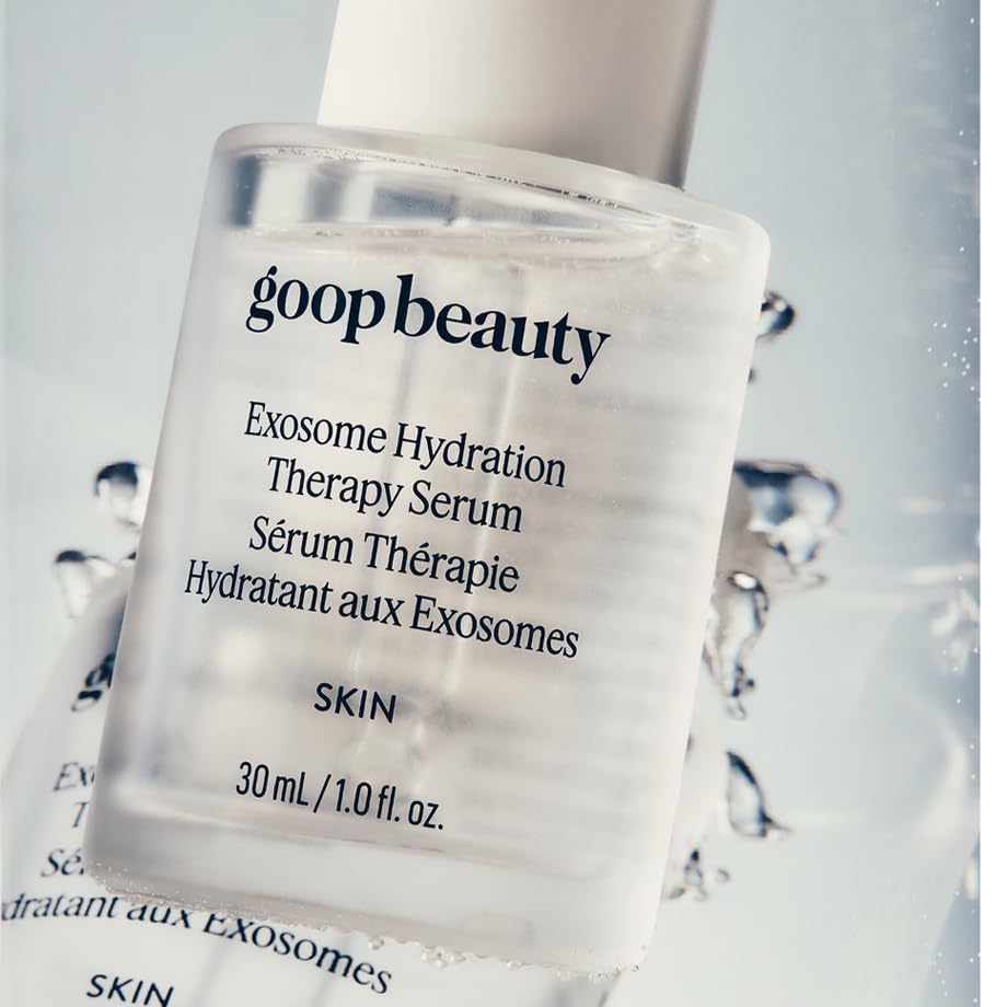 Goop Exosome Hydration Serum being smoothed onto face morning and night