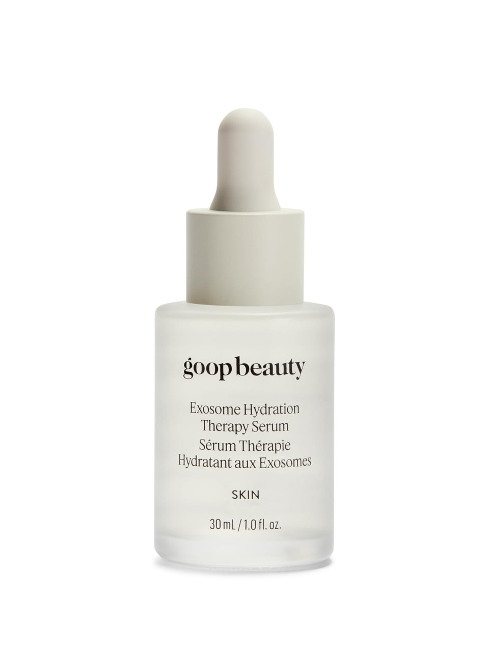 Goop Exosome Hydration Serum bottle closeup highlighting hydration boost