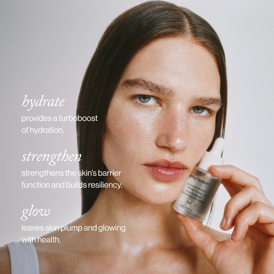 Goop Exosome Hydration Serum clear gel texture with cooling application