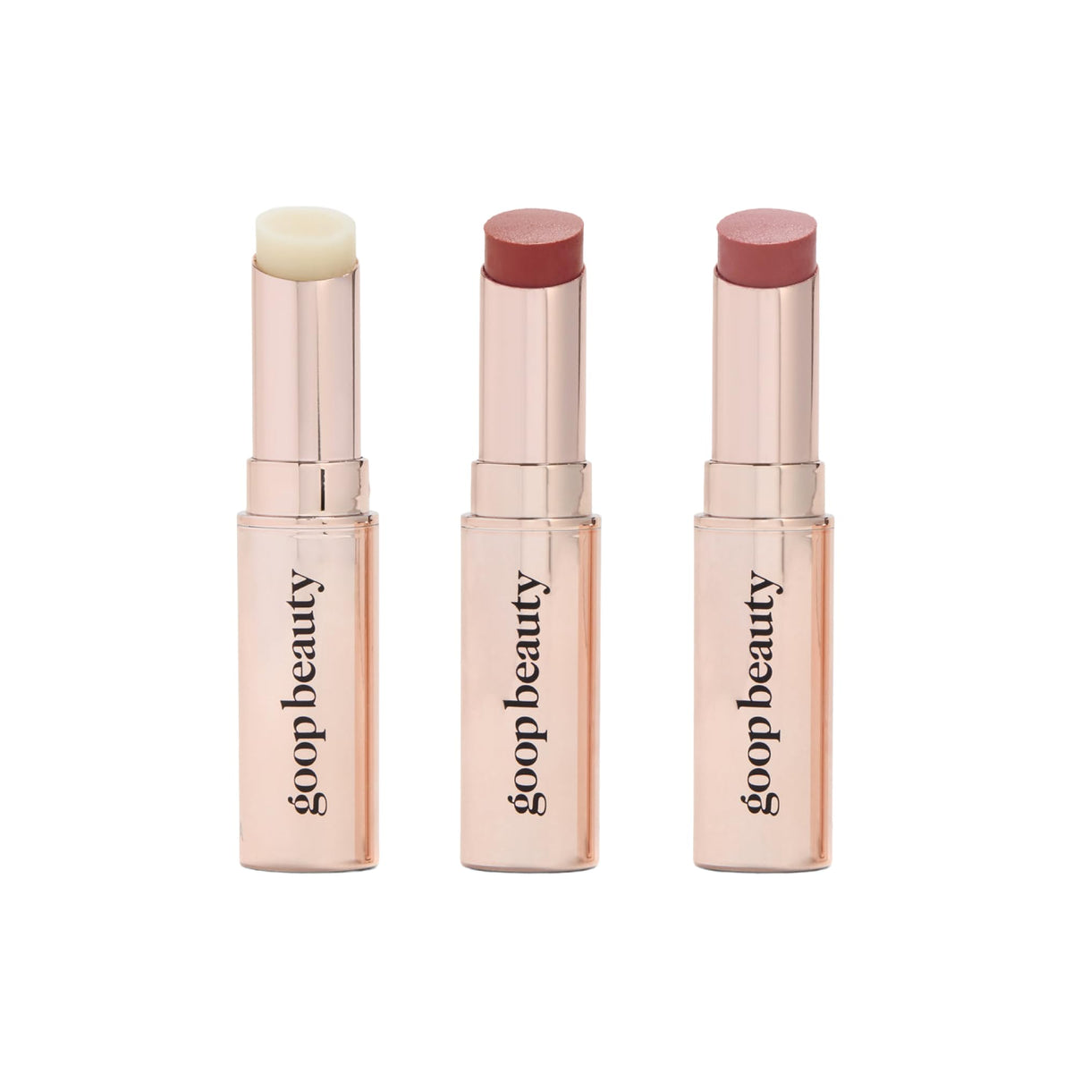 Goop Lip Balm Trio box display for daily lip care.