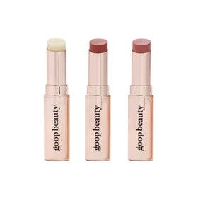 Goop Lip Balm Trio box display for daily lip care.