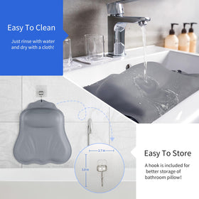 Goowin grey bath pillow complements modern bathroom décor.