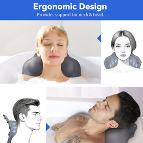 Goowin bath pillow inflated height adjustment demonstrates customizable head and neck support.