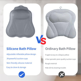 Goowin bath pillow on various tubs highlights wide compatibility.