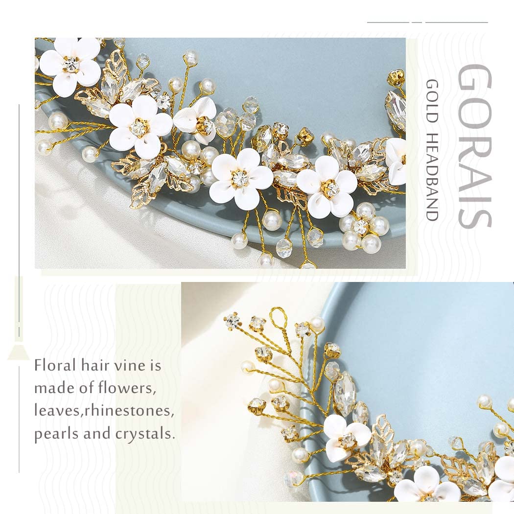 GORAIS bridal headpiece gold wire offers flexible placement for secure styling.