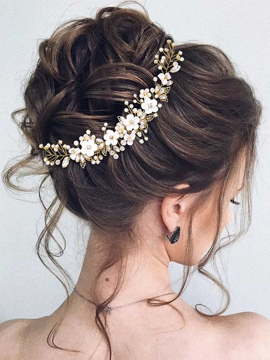 GORAIS crystal and pearl vine enhances updos with subtle sophistication.