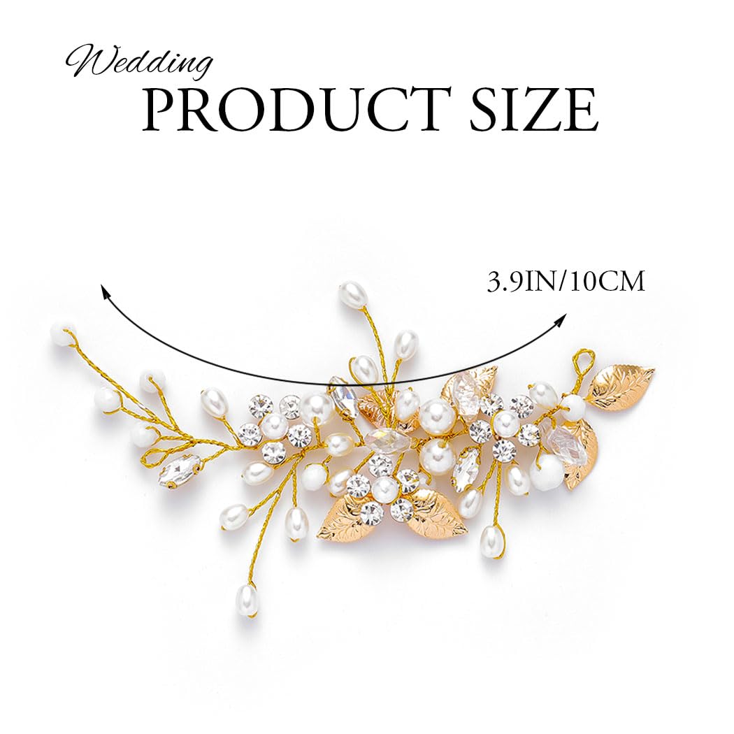 GORAIS leaf hair accessory with opal and rhinestones adds subtle shine.