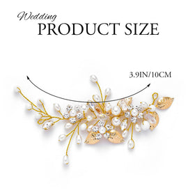 GORAIS leaf hair accessory with opal and rhinestones adds subtle shine.