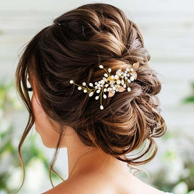 GORAIS pearl hair vine enhances bridal buns with gentle sparkle.