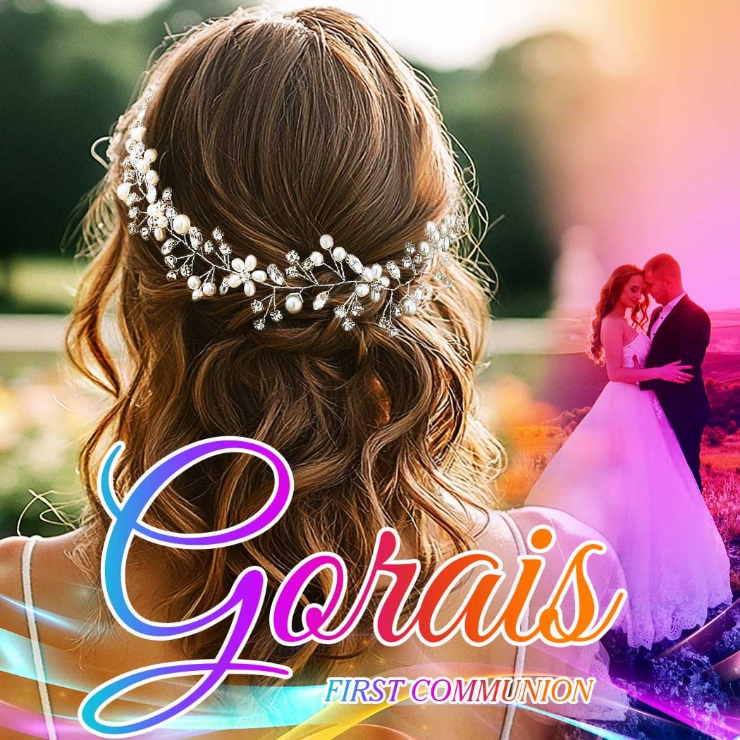 GORAIS silver alloy wire with pearls and crystals embellishment for wedding sparkle