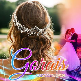 GORAIS silver alloy wire with pearls and crystals embellishment for wedding sparkle