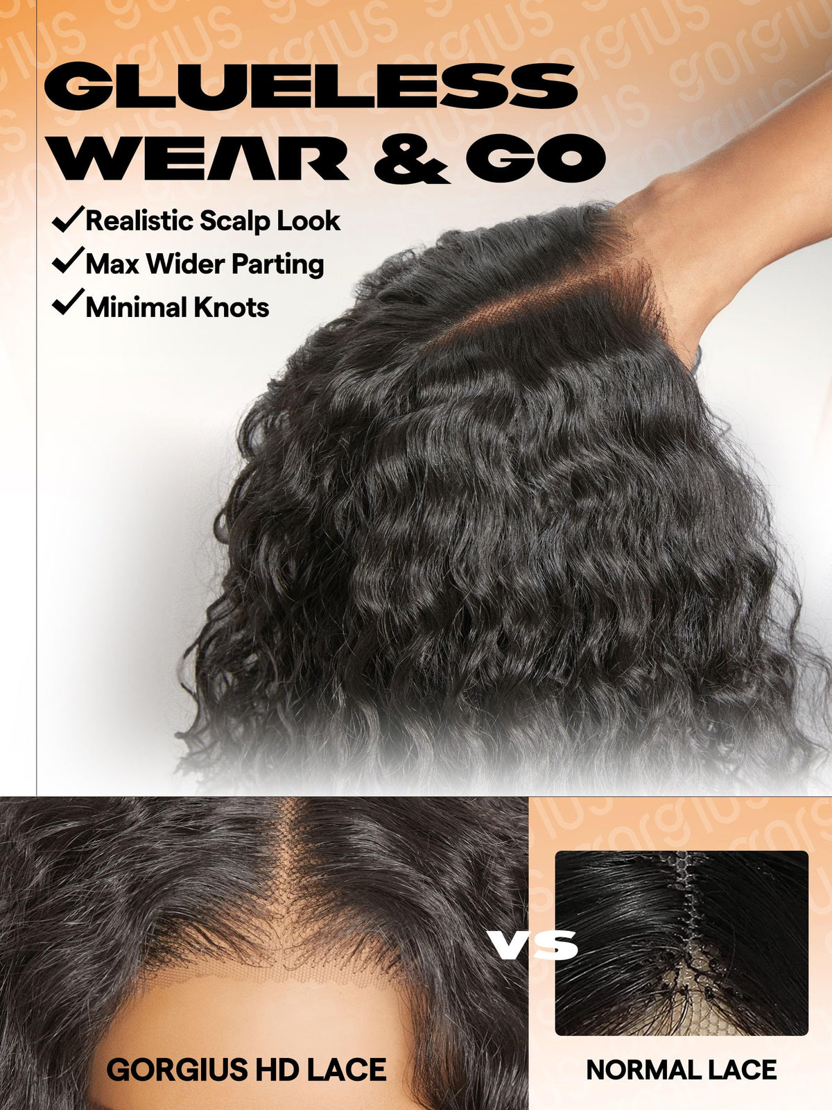 GORGIUS natural black synthetic deep-wave curls with lasting bounce