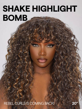 GORGIUS Veralux long curly wig with bangs styled for versatile day-to-night looks easily.