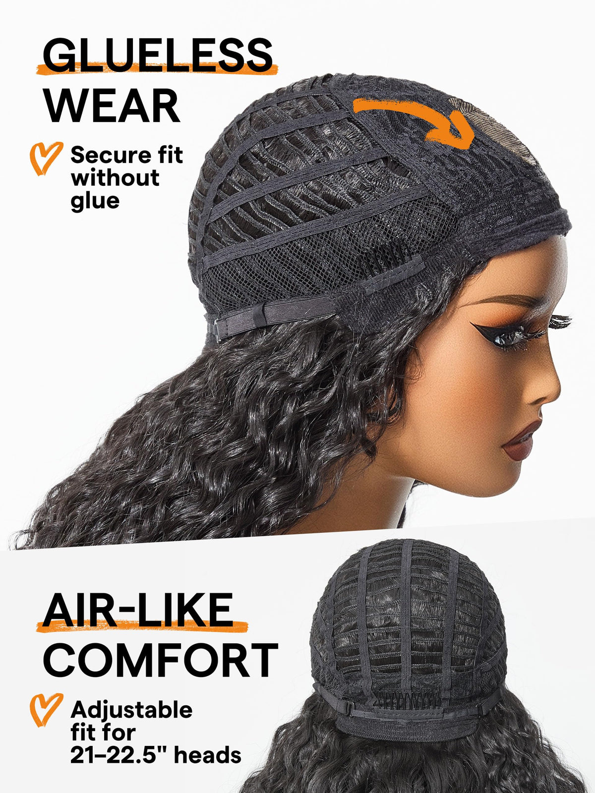 GORGIUS Veralux curly wig in natural black provides easy everyday styling.