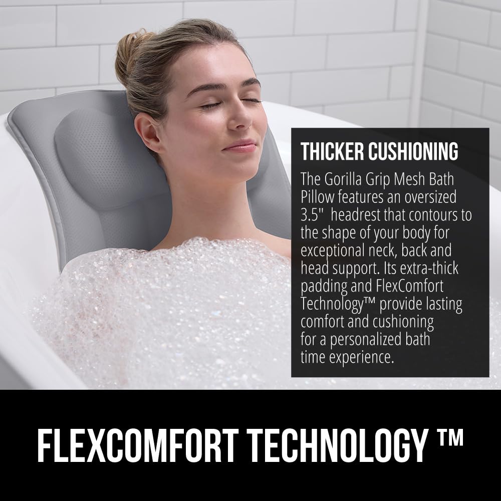 GORILLA GRIP bath pillow with 3.5-inch headrest for neck support