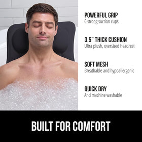 GORILLA GRIP Bath Pillow with 4D mesh headrest for breathable comfort.