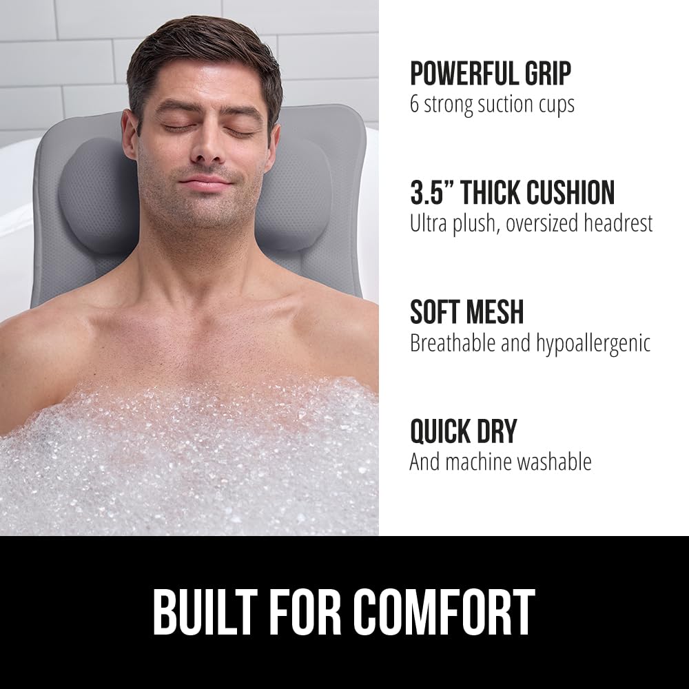 GORILLA GRIP bath pillow with 4D mesh for breathable comfort