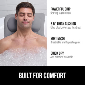GORILLA GRIP bath pillow with 4D mesh for breathable comfort