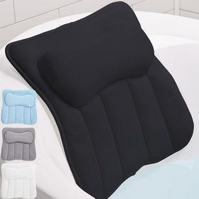 GORILLA GRIP Bath Pillow with six suction cups for secure tub attachment.